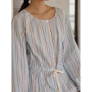Anthropologie LyreBird Long Sleeve Buttondown Cotton Blouse Top Striped S 290397